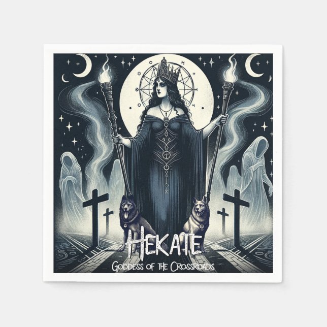 Hekate Goddess of the Crossroads Ghostly Spirits Napkins (Front)