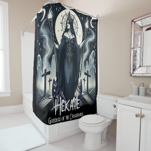 Hekate Goddess of the Crossroads Ghostly Spirits Shower Curtain