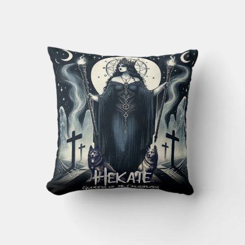 Hekate Goddess of the Crossroads Ghostly Spirits Throw Pillow