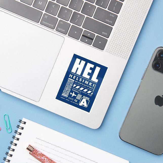 HEL Helsinki Airport Sticker (Laptop w/ iPhone)