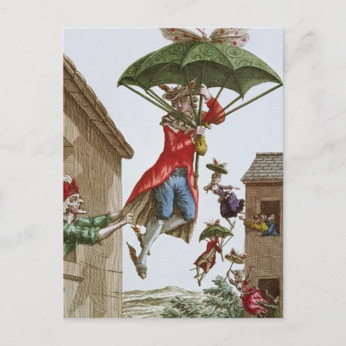 Held Aloft by Umbrellas and Butterflies Postcard