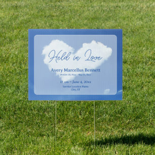Held in Love Cloud Heart Funeral Yard Sign