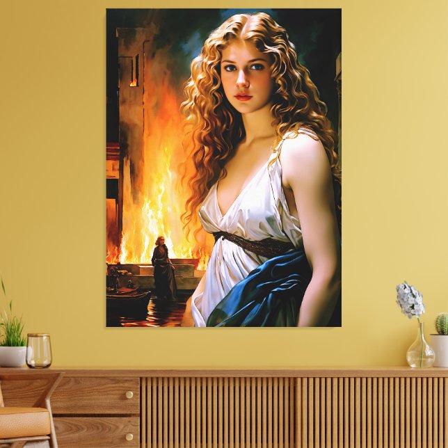 "Helen, A Spartan’s Beauty, Troy’s Fire" Canvas Print (Insitu(LivingRoom))