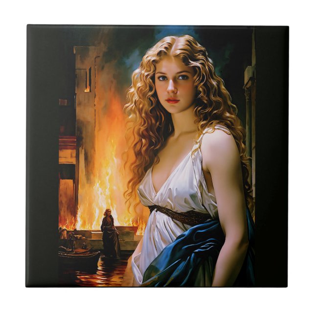 "Helen, A Spartan’s Beauty, Troy’s Fire" Ceramic Tile (Front)