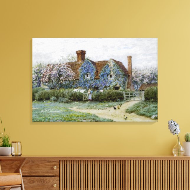 Helen Allingham Buckinghamshire House at Penstreet Canvas Print (Insitu(LivingRoom))
