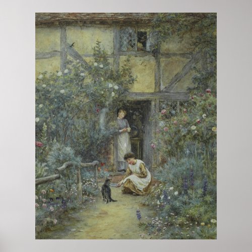 Helen Allingham Vintage The Saucer of Milk Poster