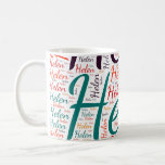 Helen Coffee Mug<br><div class="desc">Helen. Show and wear this popular beautiful female first name designed as colorful wordcloud made of horizontal and vertical cursive hand lettering typography in different sizes and adorable fresh colors. Wear your positive american name or show the world whom you love or adore. Merch with this soft text artwork is...</div>