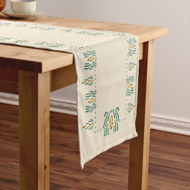 Helen Foster Pine Border Stencil Medium Table Runner (In Situ)