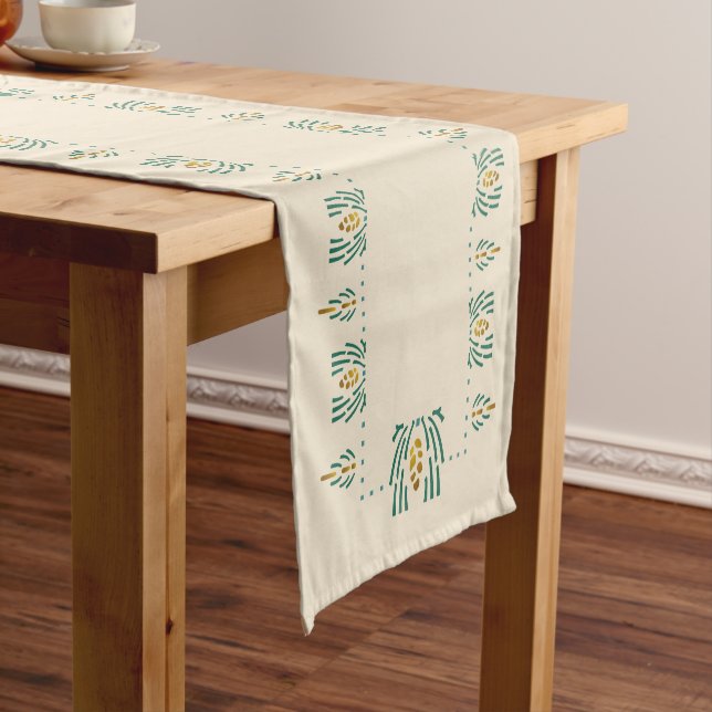 Helen Foster Pine Border Stencil Short Table Runner (In Situ)