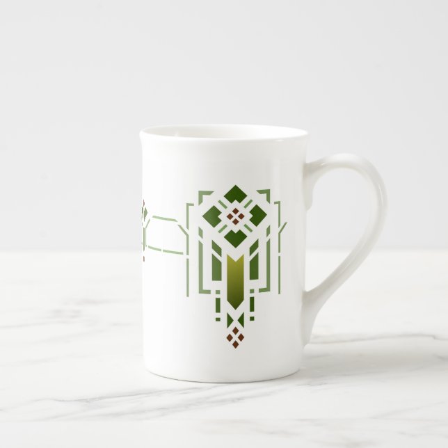 Helen Foster "Prairie Frieze" Stencil Pattern Bone China Mug (Right)