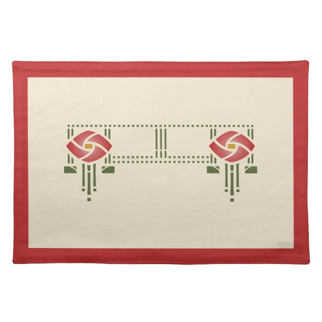 Helen Foster Rose Frieze Stencil Placemat (Front)