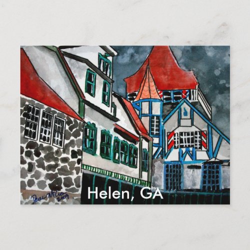 Helen GA vacation paradise German town Georgia art Postcard