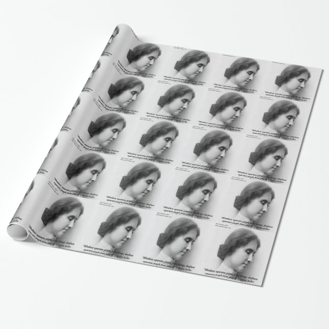 Helen Keller & Famous Deaf/Blind Quote Wrapping Paper (Unrolled)