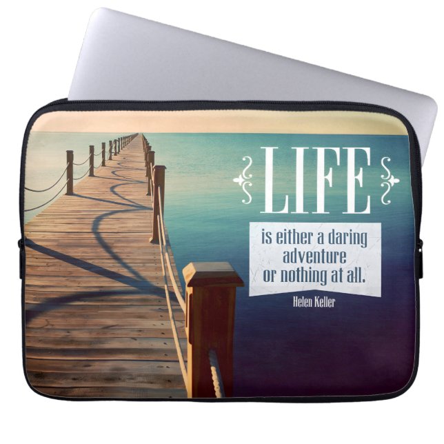 Helen Keller Inspirational Quote "Adventure" Laptop Sleeve (Front)