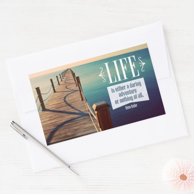 Helen Keller Inspirational Quote "Adventure" Rectangular Sticker (Envelope)