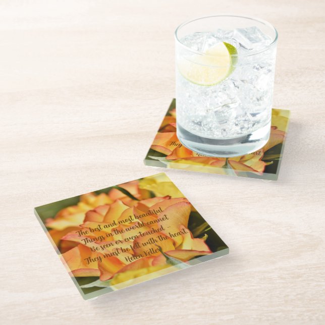 Helen Keller Quote Rose Coasters (Angled)