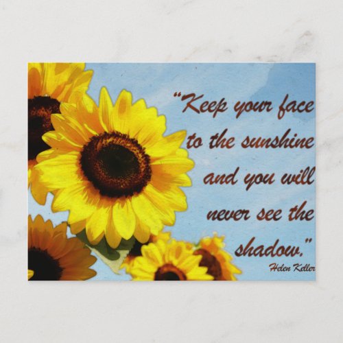Helen Keller Quote with Sunflower Postcard