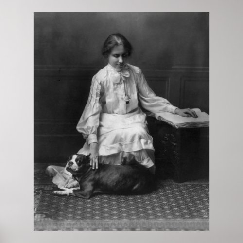 Helen Keller Reading Braille 1904 Poster