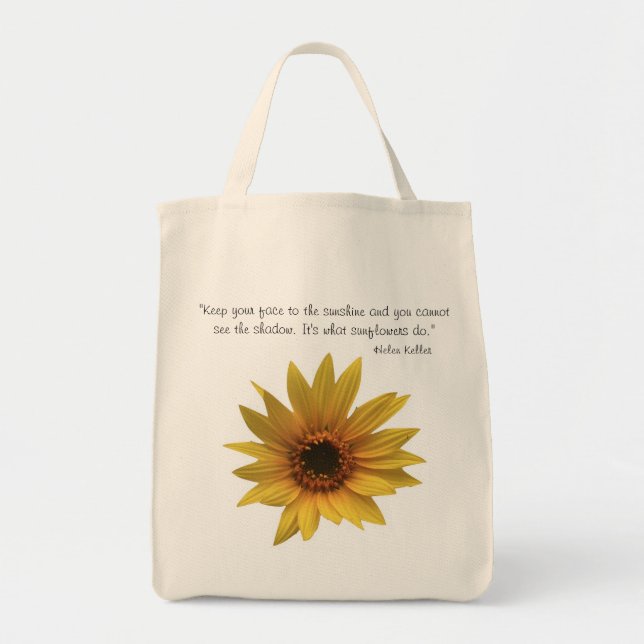 Helen Keller Sunflower Quote Tote Bag (Front)
