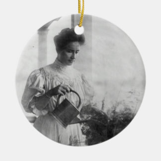 Helen Keller Watering Plants Portrait Ceramic Ornament