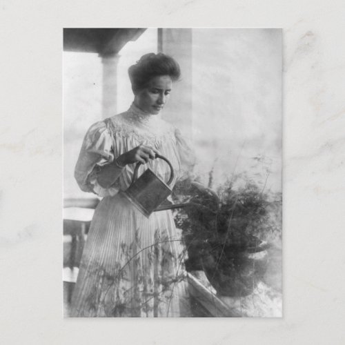 Helen Keller Watering Plants Portrait Postcard