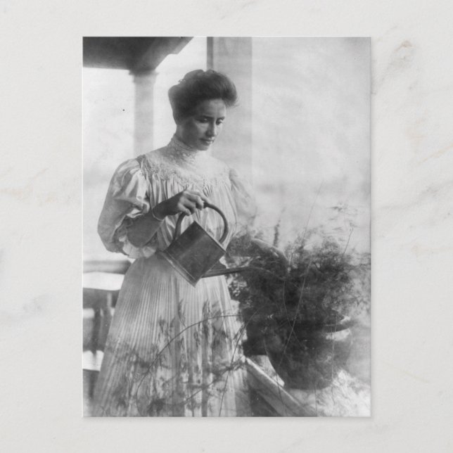 Helen Keller Watering Plants Portrait Postcard (Front)