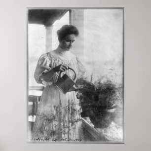 Helen Keller Watering Plants Portrait Poster