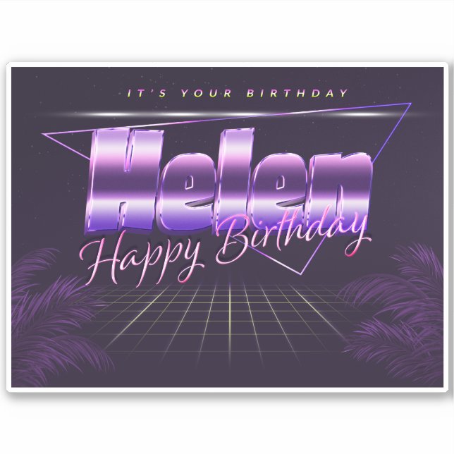 Helen Name First name lila retro Sticker Birthday (Front)