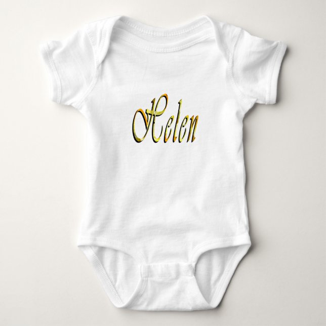 Helen Name In Floral Yellow, Baby Bodysuit (Front)