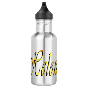Helen Name In Floral Yellow, Stainless Steel Water Bottle