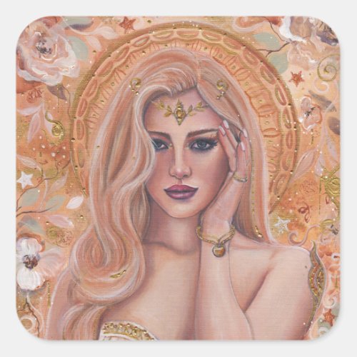 Helen of Troy golden art by Renee Lavoie Square Sticker