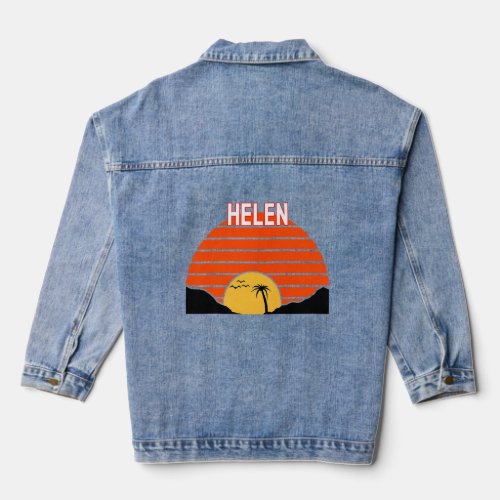 Helen Palm Tree Sunset Retro Vintage Sand Dunes  Denim Jacket