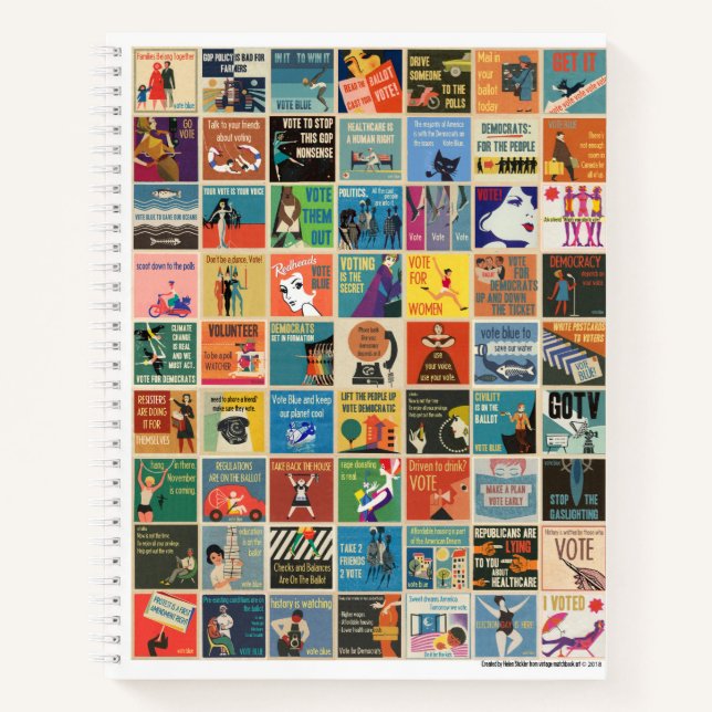 Helen Stickler's 63 GOTV memes on notebook (Front)