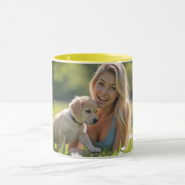 Helena Chevalier & Puppy: Carefree Bliss in Nature Mug (Center)