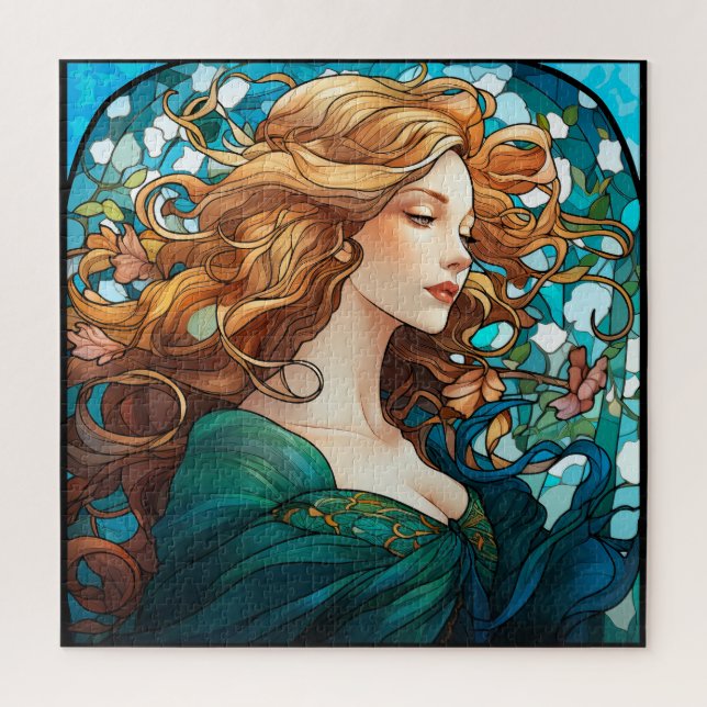 Helena - Dark Blonde Woman in Art Nouveau Style Jigsaw Puzzle (Vertical)