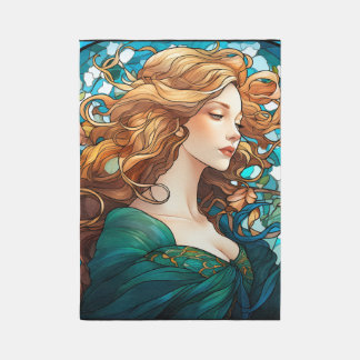 Helena - Dark Blonde Woman in Art Nouveau Style Rug
