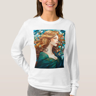 Helena - Dark Blonde Woman in Art Nouveau Style T-Shirt