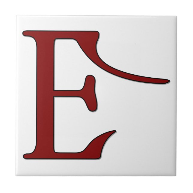 Helena Letter E in Red Monogram Tile (Front)