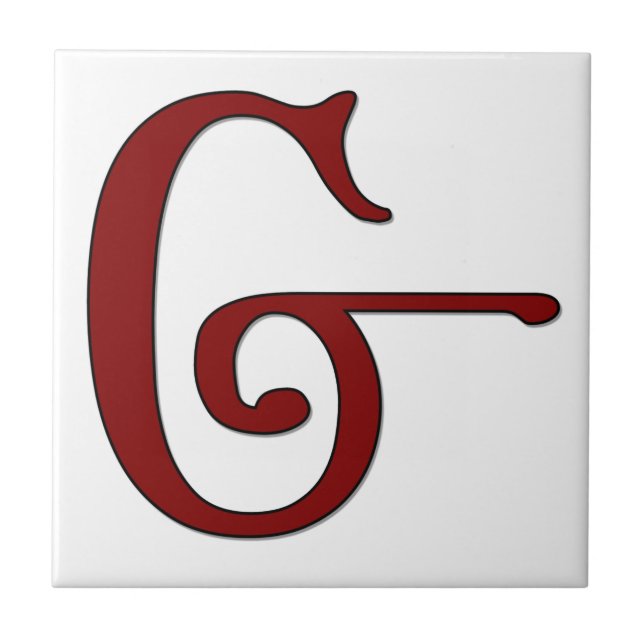 Helena Letter G in Red Monogram Tile (Front)