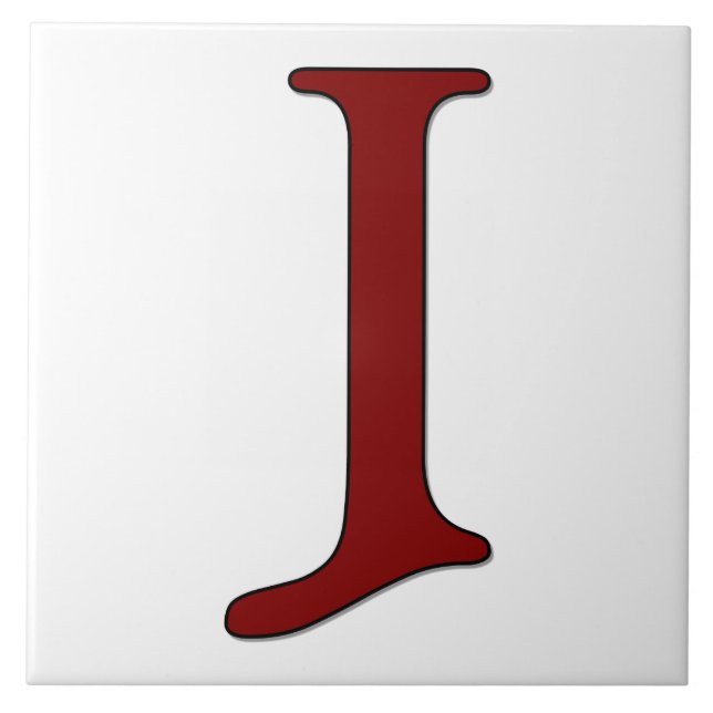 Helena Letter J in Red Monogram Tile (Front)