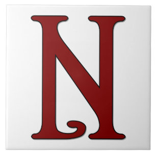 Helena Letter N in Red Monogram Tile