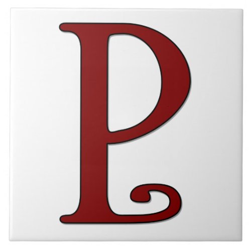 Helena Letter P in Red MonogramTile Ceramic Tile