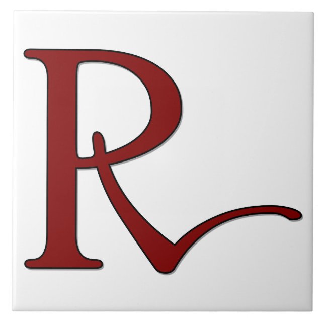 Helena Letter R in Red Monogram Tile (Front)