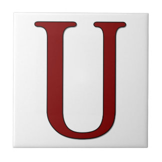 Helena Letter U in Red Monogram Tile