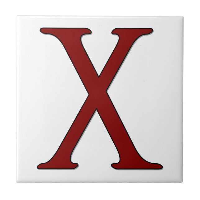 Helena Letter X in Red Monogram Tile (Front)