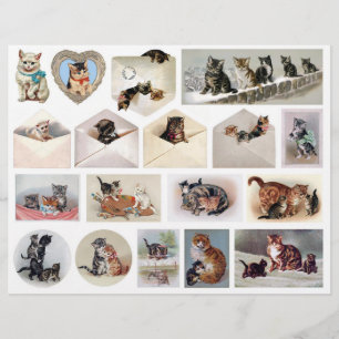 Helena Maguire Vintage Cat Ephemera Fussy Cuts