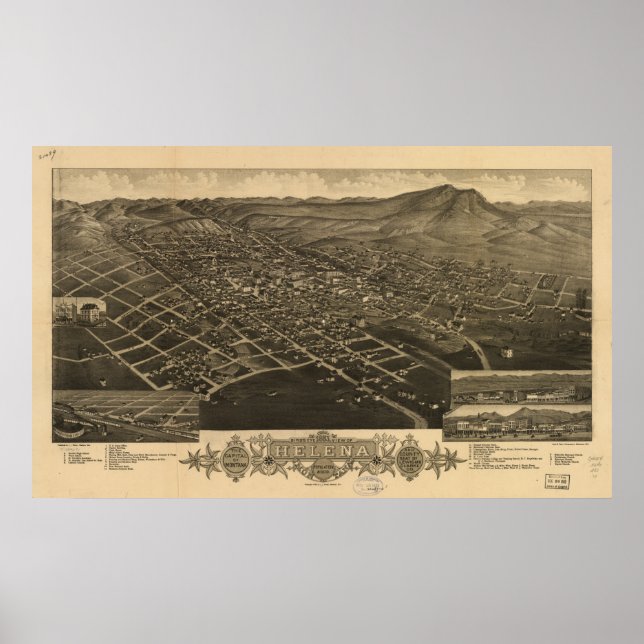 Helena Montana 1883 Antique Panoramic Map Poster (Front)