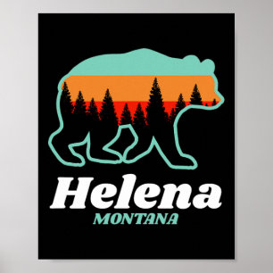 Helena Montana Fishing Skiing Snowboarding Bear Poster
