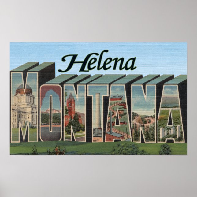 Helena, Montana - Large Letter Scenes Poster (Front)