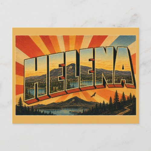 Helena Montana Mountain Peak Forest Lake Art Postcard